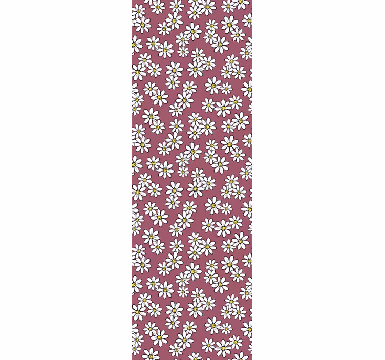 Madeliefjes op rood patroon behang bloemen - TenStickers