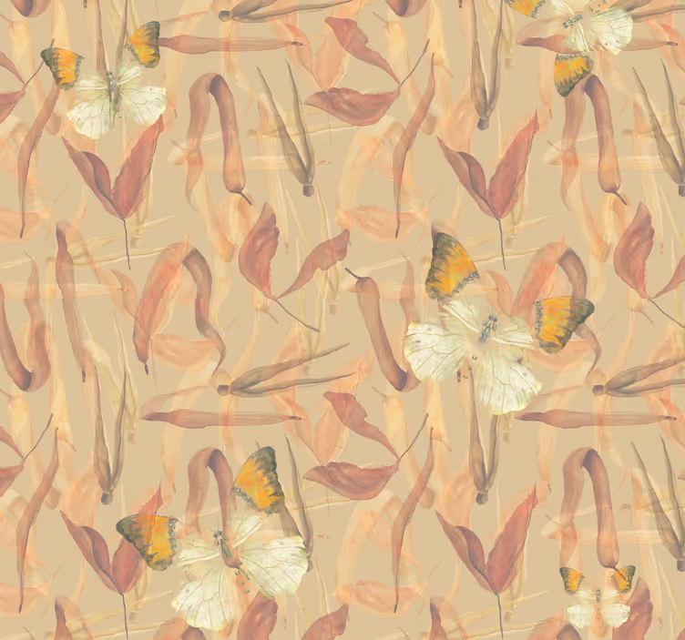 Herfst behang met vlinders en bloemen - TenStickers