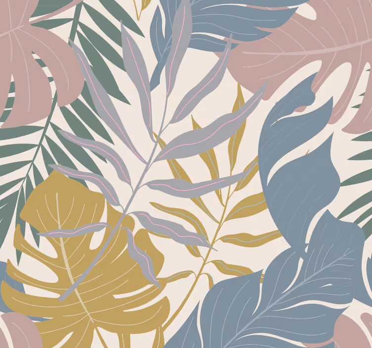 Tropische bladdetails kantoor behang - TenStickers