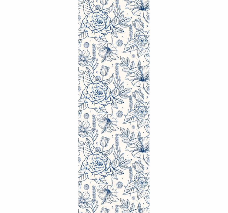 Behang bloemen delfstblauw - TenStickers