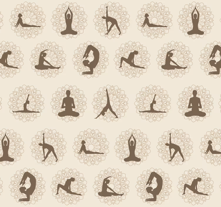 Bruine yoga-iconen behang beige - TenStickers