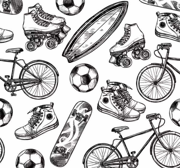 Sportspullen Vintage behang tienerkamer - TenStickers