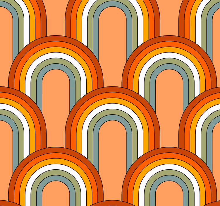 Regenboogpatroon woonkamer jaren 70 behang  - TenStickers