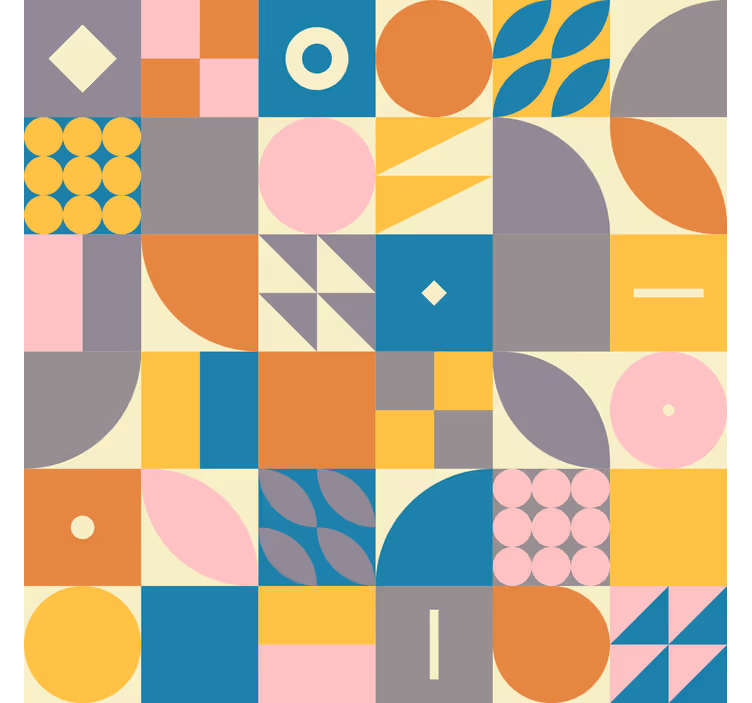 Retro geometrisch behang woonkamer - TenStickers