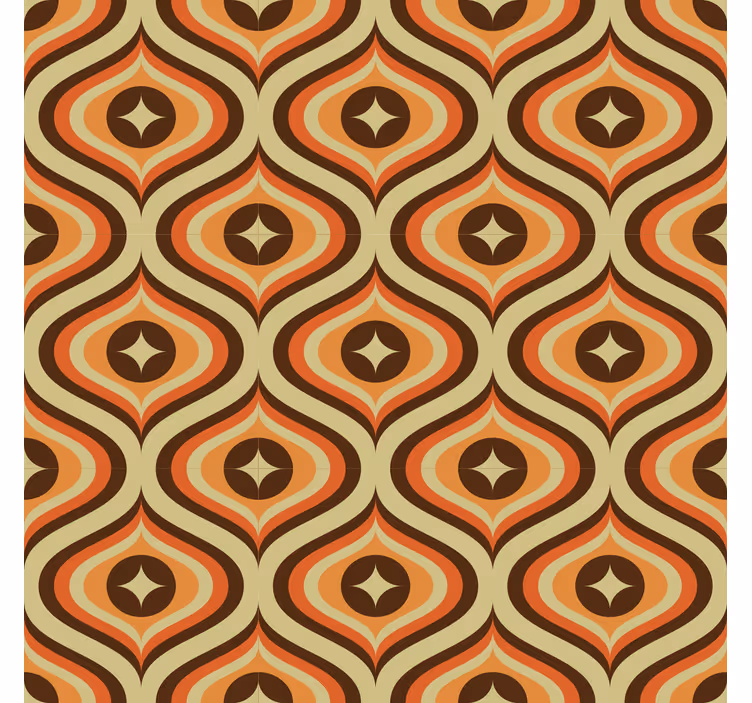 Retro oranje bruin woonkamer behang - TenStickers