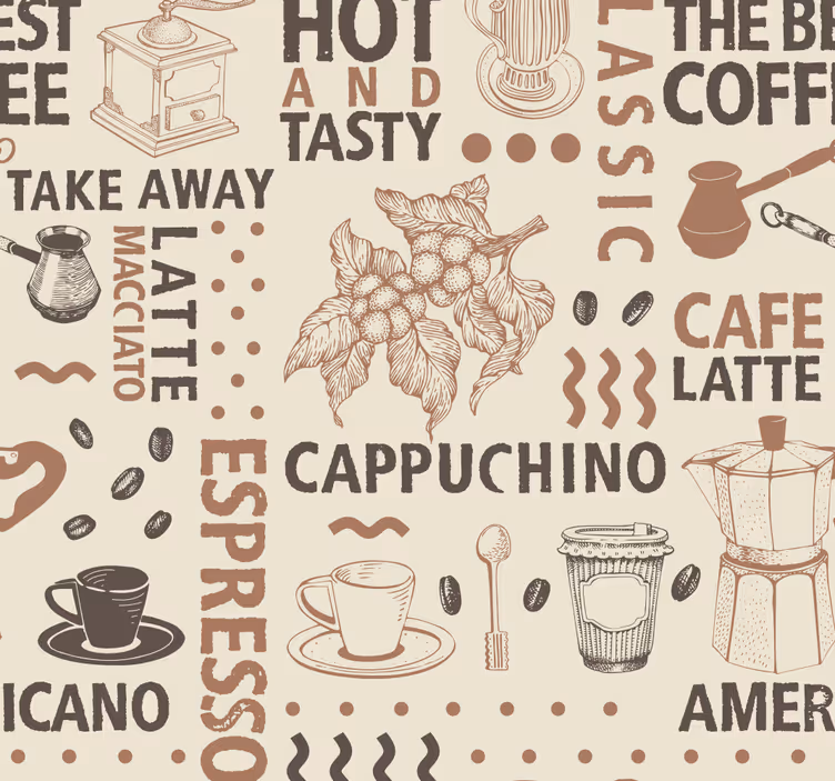 Koffie patroon behang eetkamer - TenStickers