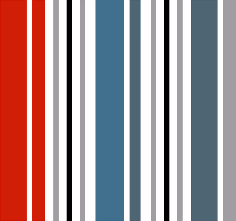 Blauw en rood verticale strepen behang - TenStickers
