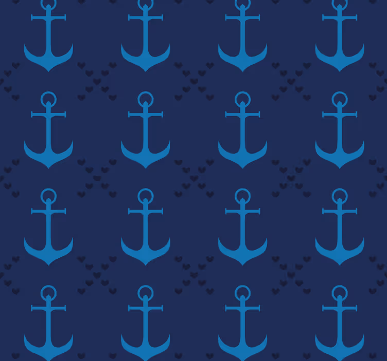 Marineblauwe ankers woonkamer behang - TenStickers