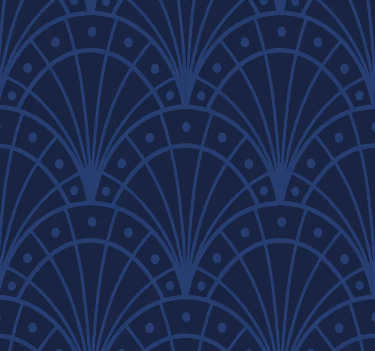Marineblauwe art déco behang hal - TenStickers
