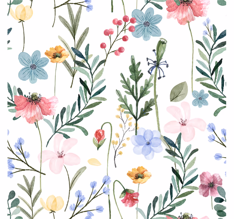 Bloemen en planten behang woonkamer - TenStickers