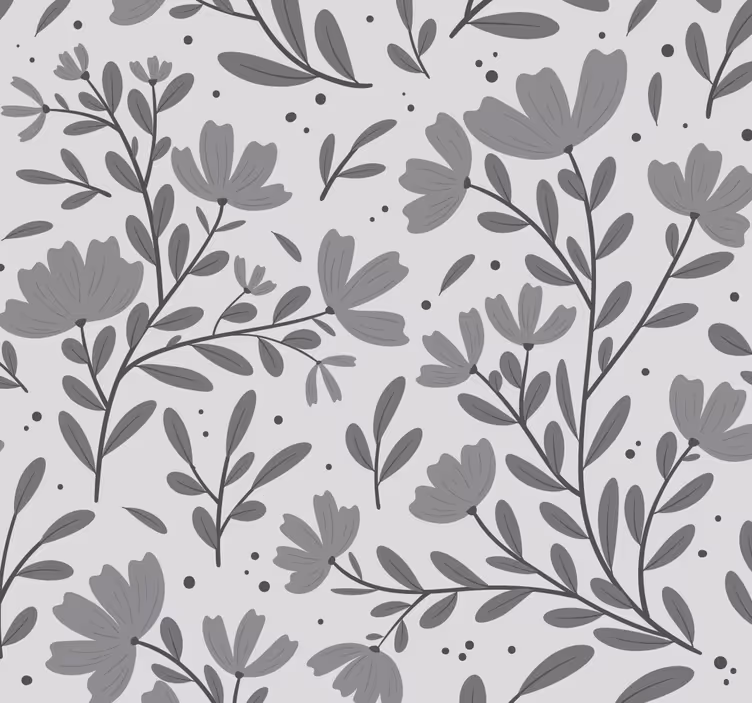 Grijs bloemenpatroon behang bloemen - TenStickers
