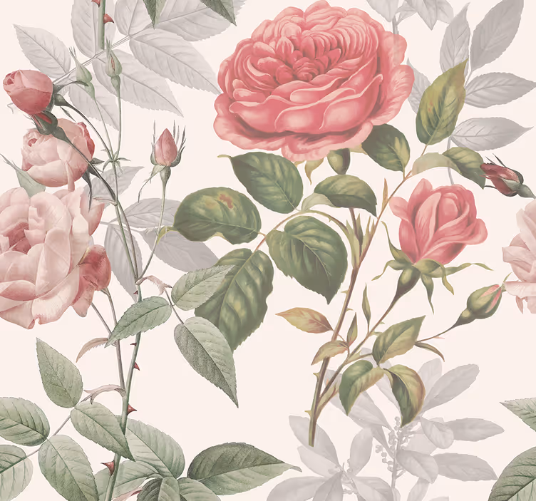 Grote rozen hoofdeinde behang - TenStickers