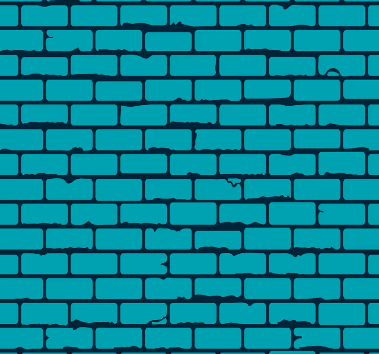 Blauwgroene baksteenillusie bakstenen behang - TenStickers