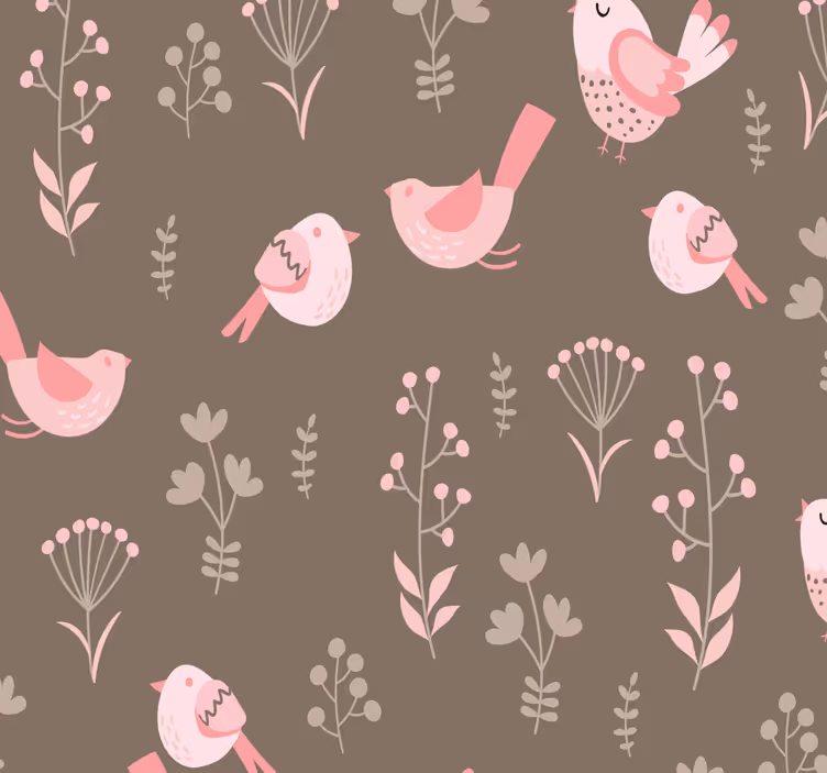 Bloemmotief behang vogels - TenStickers