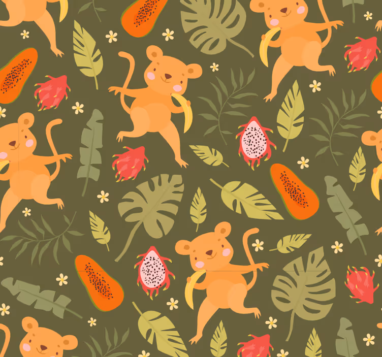 Speels kattenmotief dieren behang - TenStickers