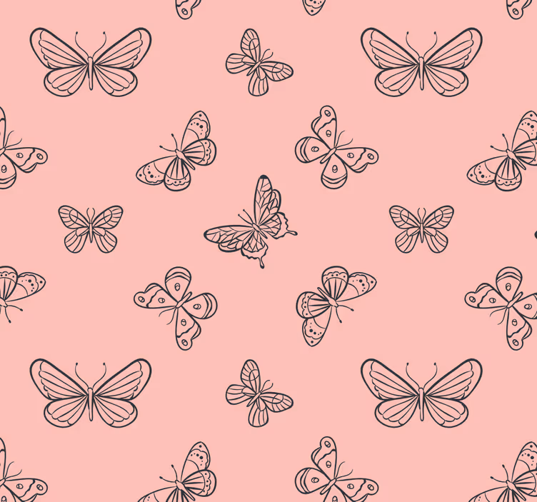 Vlinder patroon behang roze - TenStickers