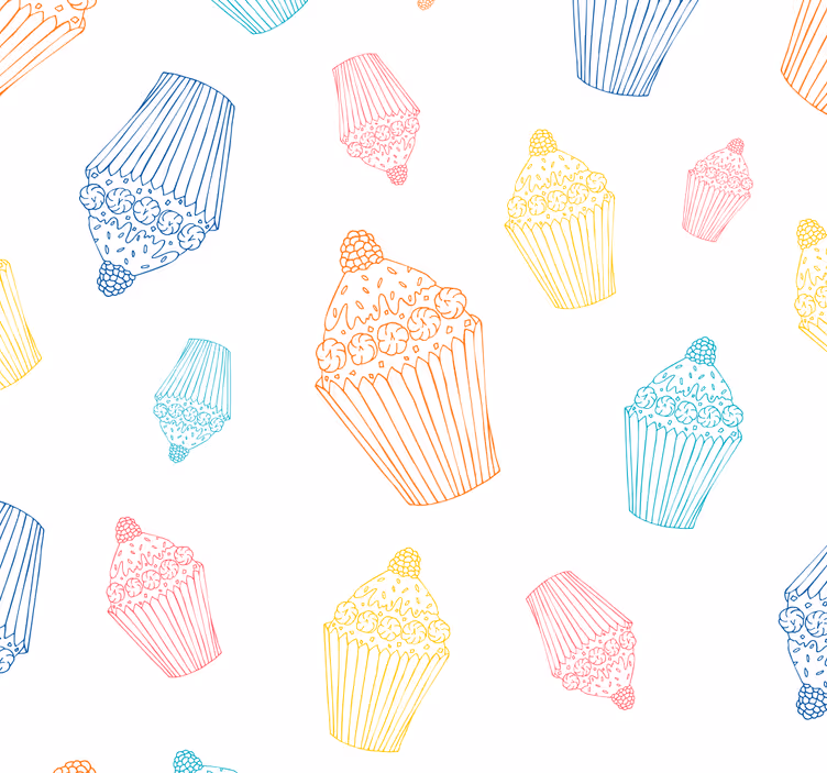 Cupcake-schetsen keuken behang - TenStickers