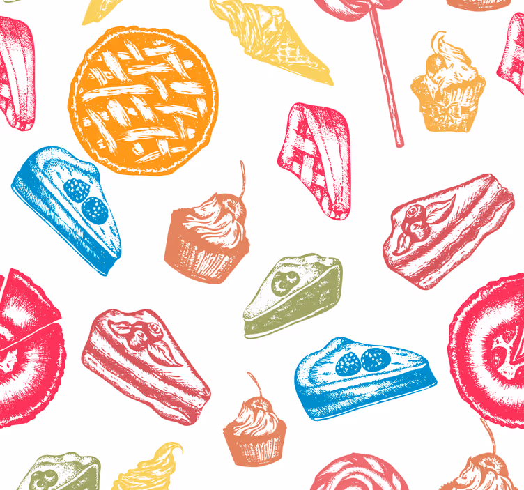 Zoete lekkernijen patroon keuken behang - TenStickers