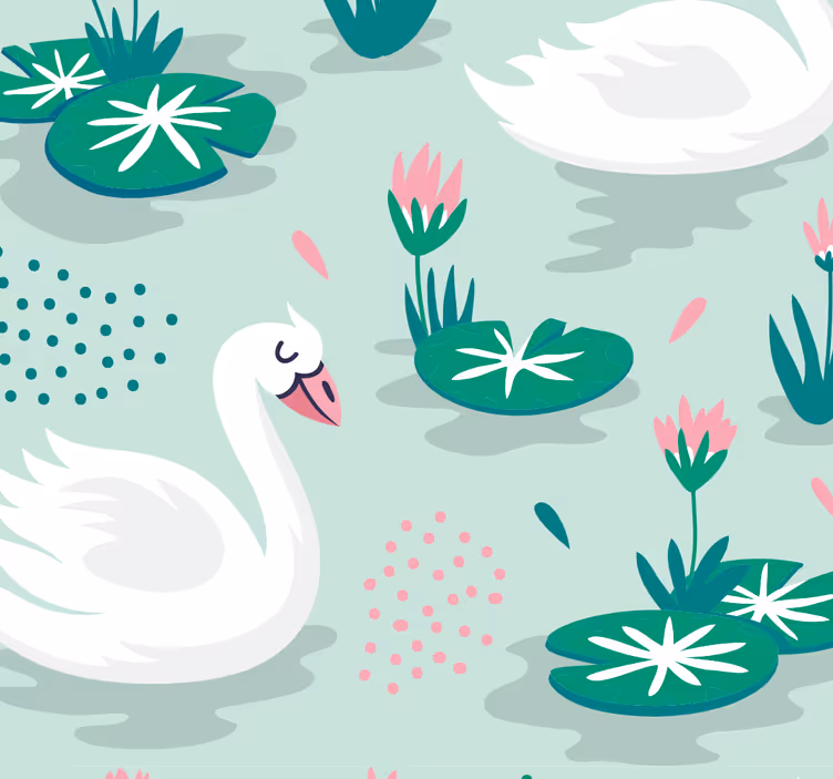 Zwanenmeer patroon dieren behang - TenStickers