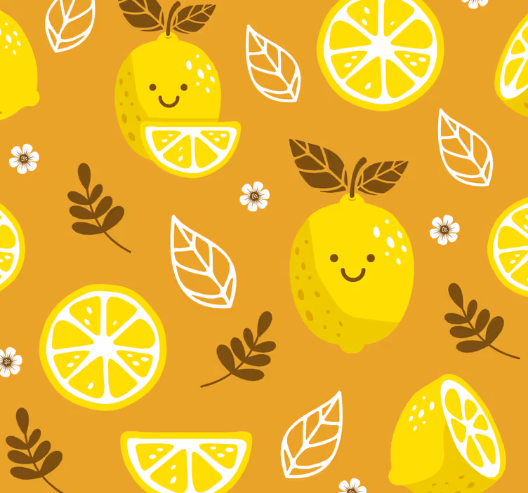 Vrolijk citruspatroon keuken behang - TenStickers