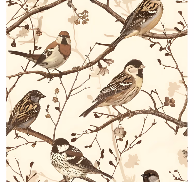 Wilde vogels hoofdeinde behang - TenStickers