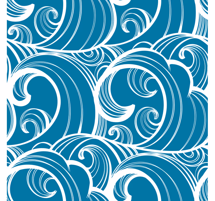 Golvend blauw patroon hoofdeinde behang - TenStickers