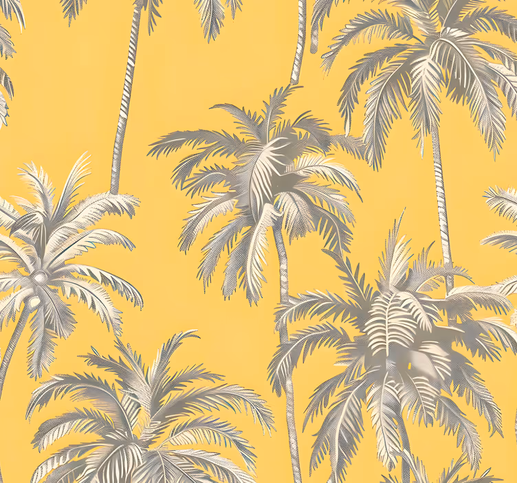 Palmbomen ontwerp behang geel - TenStickers