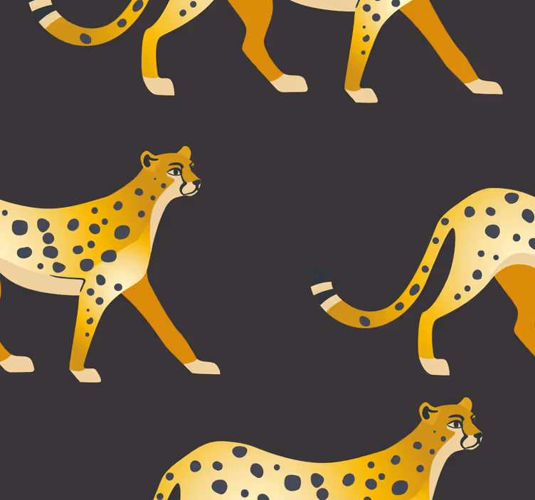 Gouden panters behang zwart - TenStickers