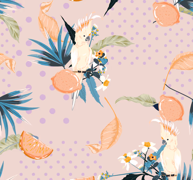 Tropisch kaketoe-motief behang jungle - TenStickers