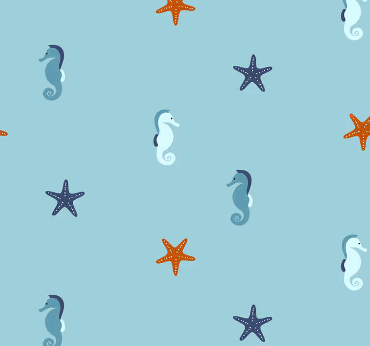 Zeepaardjes en sterren behang kinderkamer - TenStickers