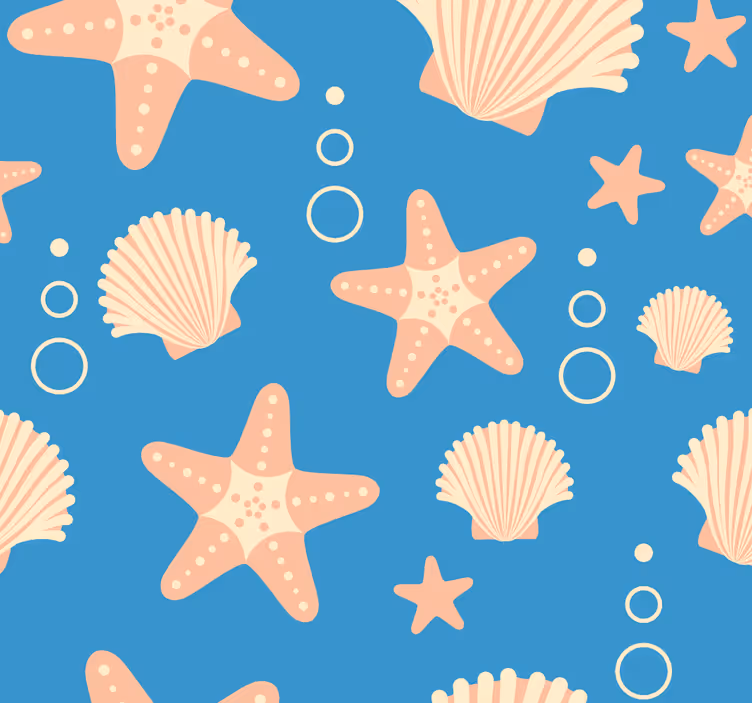 Mariene motieven schelpen behang - TenStickers