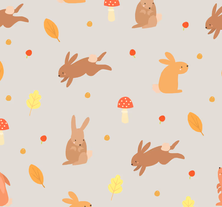Konijntjesmotief dieren behang - TenStickers