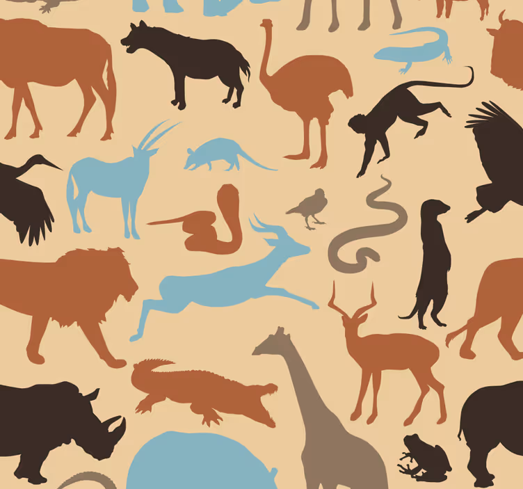 Safarisilhouetten dieren behang - TenStickers
