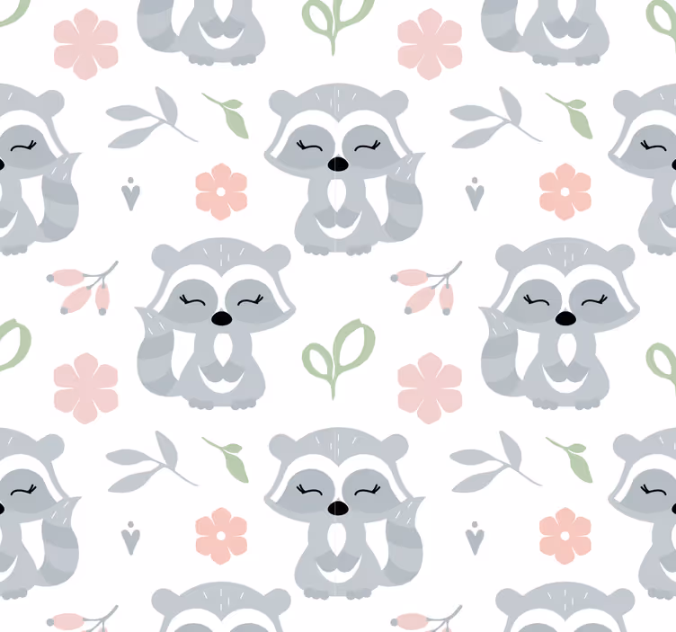 Lieve wasberen dieren behang - TenStickers