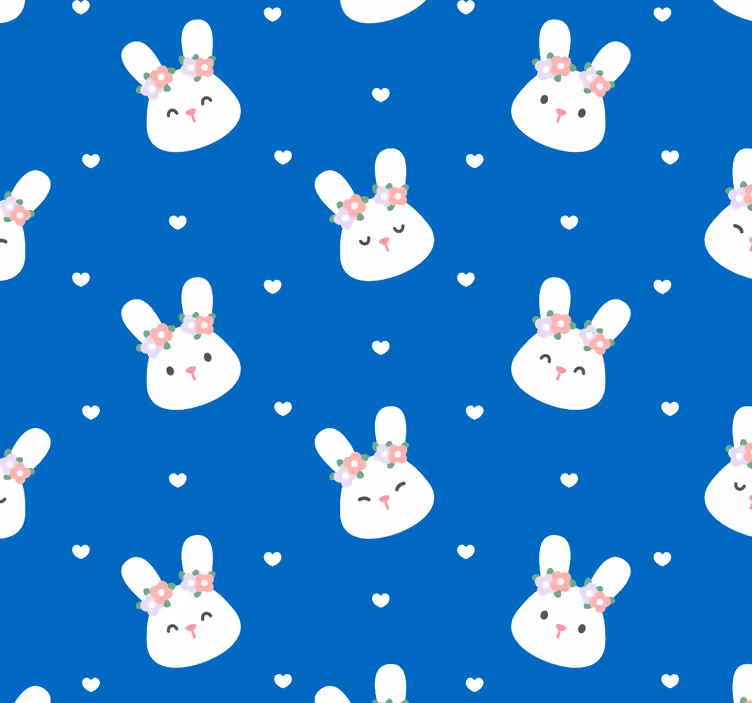 Konijntjes patroon dieren behang - TenStickers