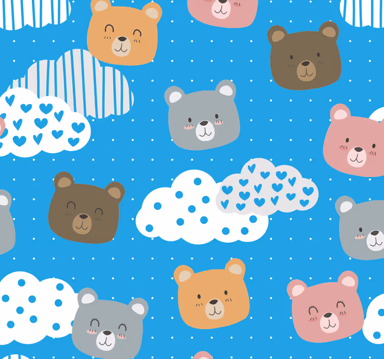 Beer cloudscape-patroon katten behang - TenStickers