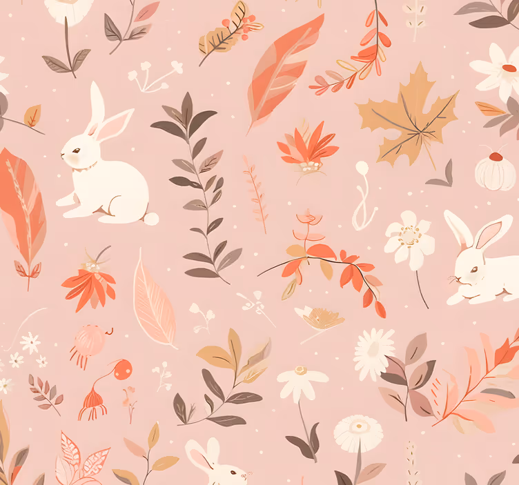 Herfst ontwerp behang roze - TenStickers