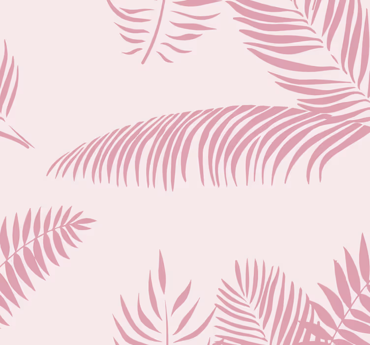 Grote palmbladeren behang roze - TenStickers