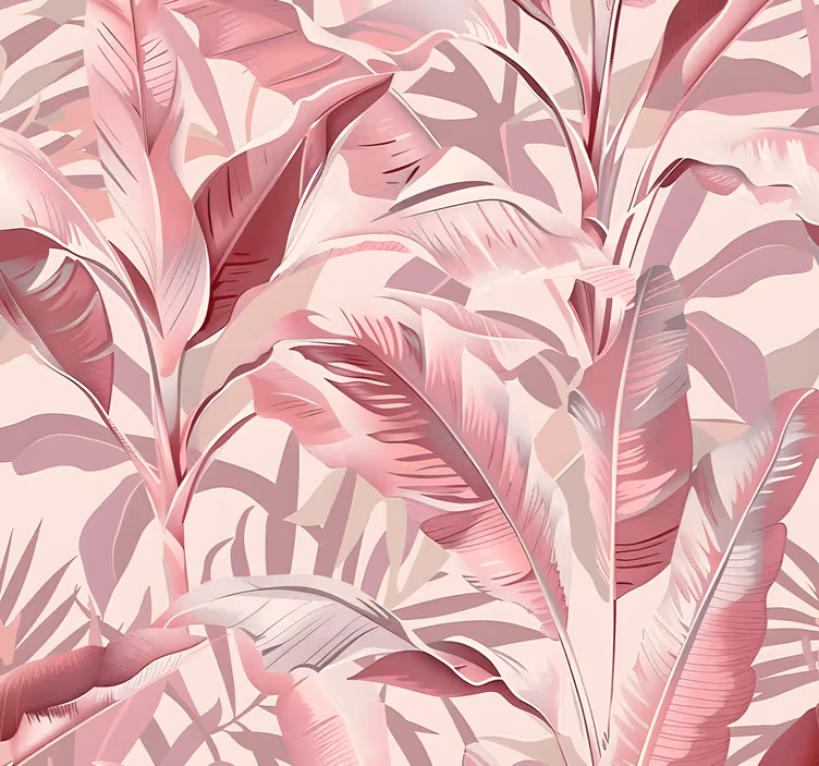 Regenwoud ontwerp behang roze - TenStickers