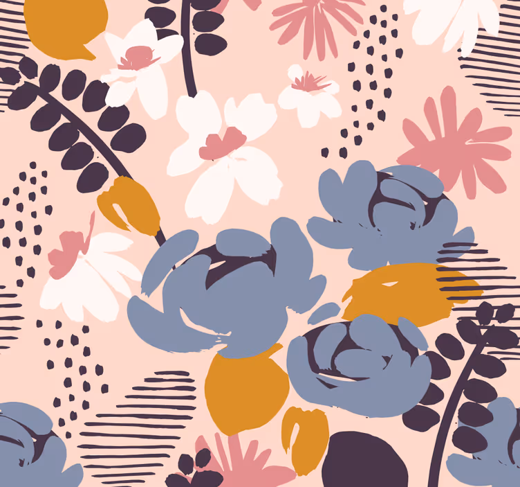 Bloemen botanisch patroon behang bloemsierkunst - TenStickers