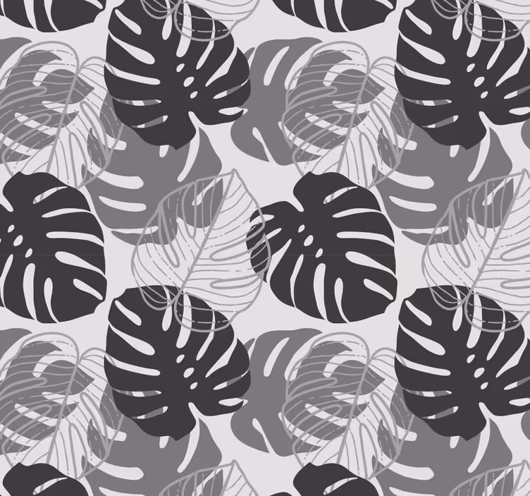 Monochroom bladpatroon behang bladeren - TenStickers