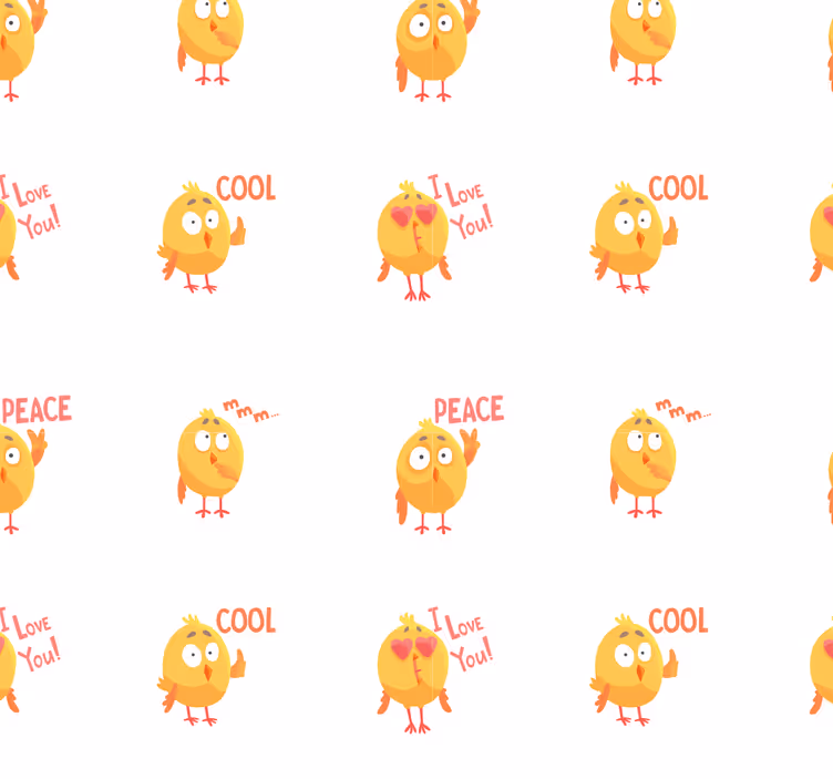 Kuiken cartoon patroon dieren behang - TenStickers
