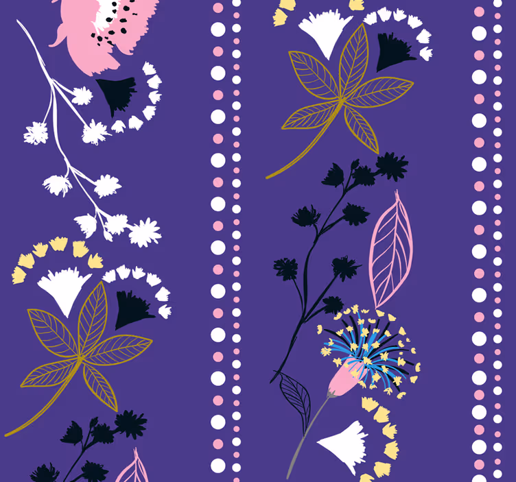 Bloemenstreeppatroon behang bloemen - TenStickers
