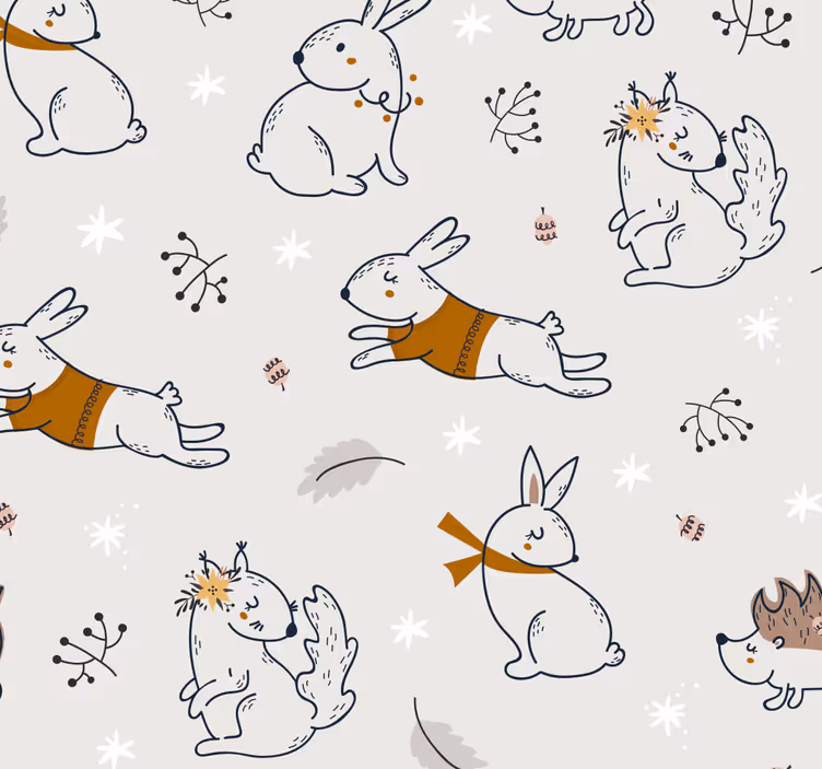 Speels konijntjesmotief dieren behang - TenStickers