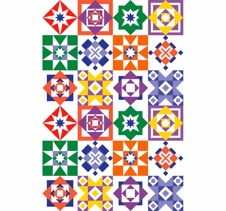 Veelkleurig ontwerp tegels behang - TenStickers