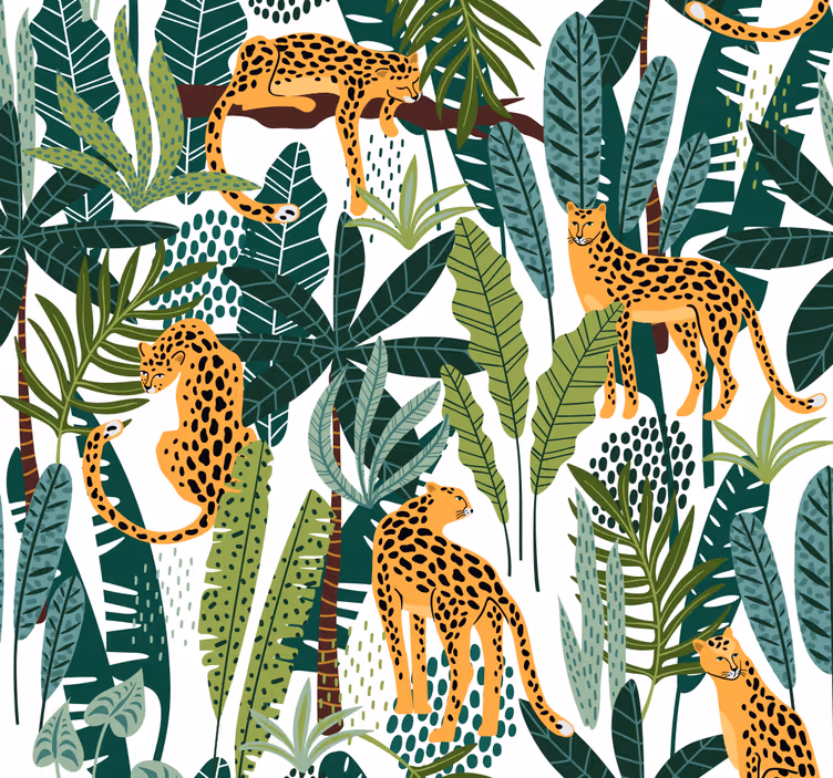 Tropisch patroon dieren behang - TenStickers