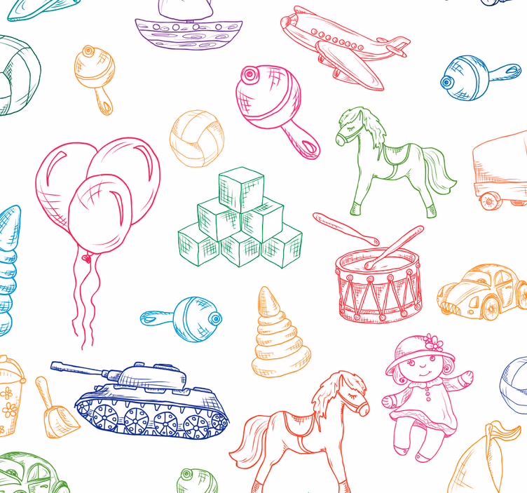Speelse kindermotieven babykamer behang - TenStickers