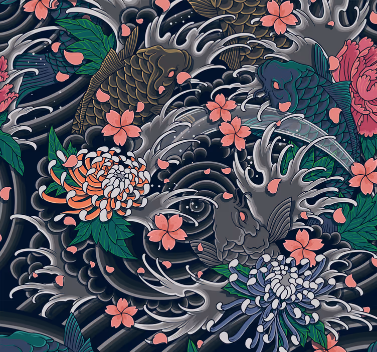 Sierlijk bloemmotief behang bloemsierkunst - TenStickers