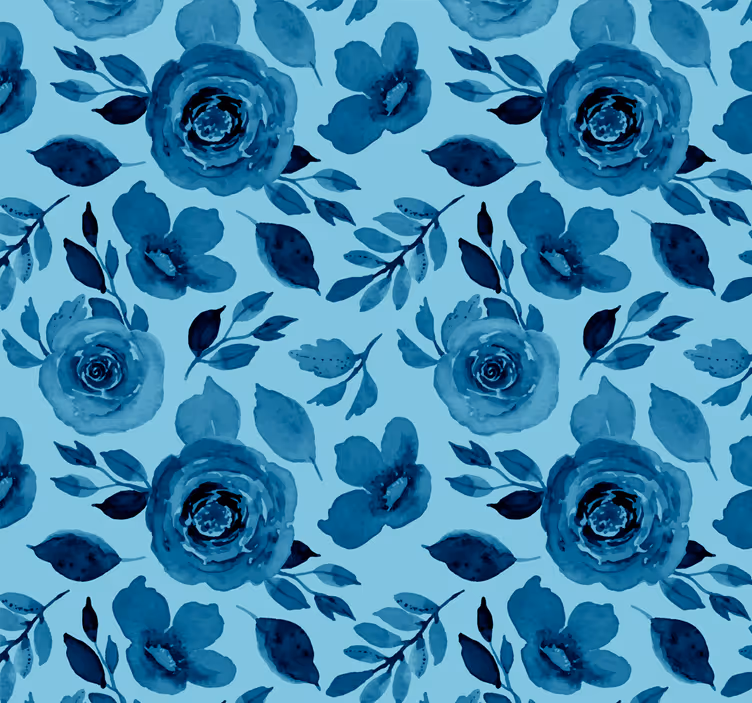 Blauwe bloemenreeks behang bloemen - TenStickers