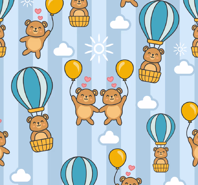 Ballon knuffels babykamer behang - TenStickers